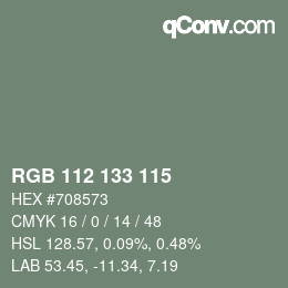 颜色代码: RGB 112 133 115 | qconv.com