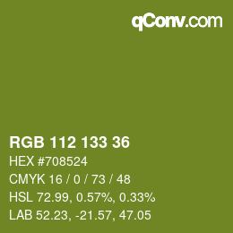 Color code: RGB 112 133 36 | qconv.com