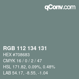 Color code: RGB 112 134 131 | qconv.com