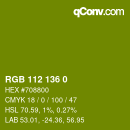 Color code: RGB 112 136 0 | qconv.com