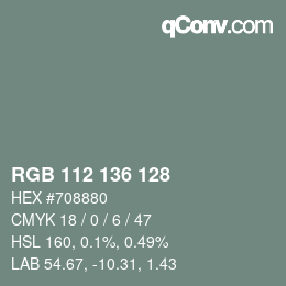 Color code: RGB 112 136 128 | qconv.com