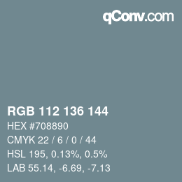 Farbcode: RGB 112 136 144 | qconv.com