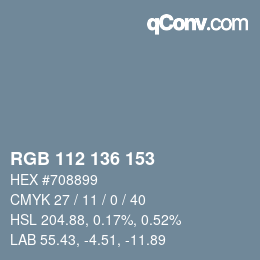 Color code: RGB 112 136 153 | qconv.com