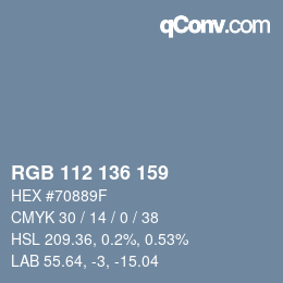 Color code: RGB 112 136 159 | qconv.com