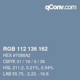 カラーコード: RGB 112 136 162 | qconv.com