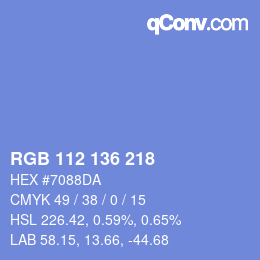 Color code: RGB 112 136 218 | qconv.com