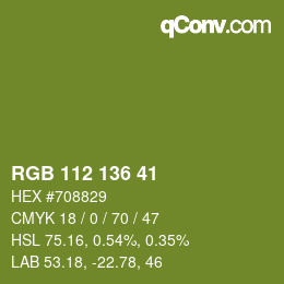 カラーコード: RGB 112 136 41 | qconv.com