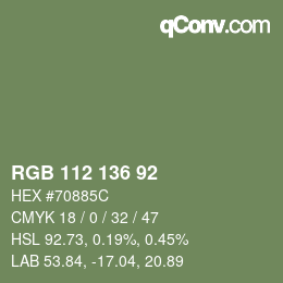 Color code: RGB 112 136 92 | qconv.com
