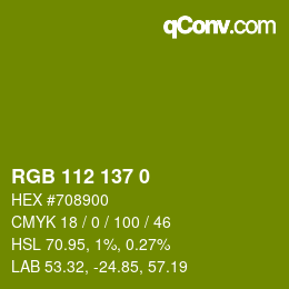 Color code: RGB 112 137 0 | qconv.com