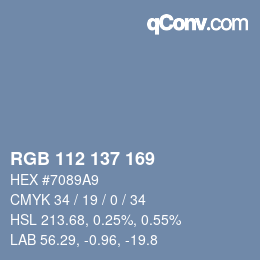 颜色代码: RGB 112 137 169 | qconv.com
