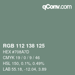 颜色代码: RGB 112 138 125 | qconv.com