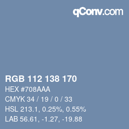 Farbcode: RGB 112 138 170 | qconv.com