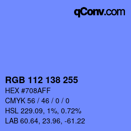 Color code: RGB 112 138 255 | qconv.com