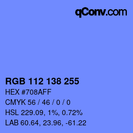 Color code: RGB 112 138 255 | qconv.com