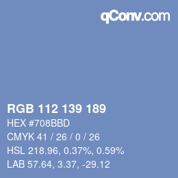 Color code: RGB 112 139 189 | qconv.com