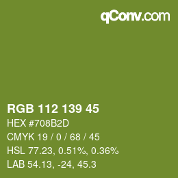 Color code: RGB 112 139 45 | qconv.com