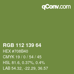 Color code: RGB 112 139 64 | qconv.com