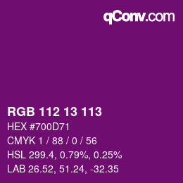 カラーコード: RGB 112 13 113 | qconv.com