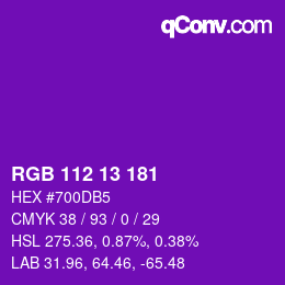 Color code: RGB 112 13 181 | qconv.com