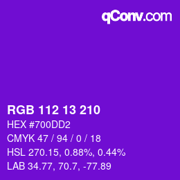 カラーコード: RGB 112 13 210 | qconv.com
