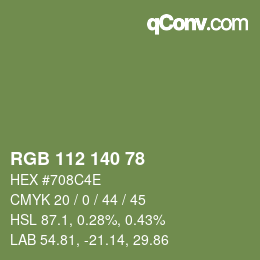 Color code: RGB 112 140 78 | qconv.com