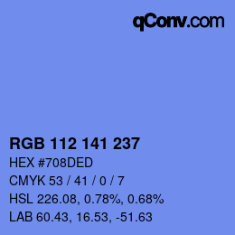 Color code: RGB 112 141 237 | qconv.com