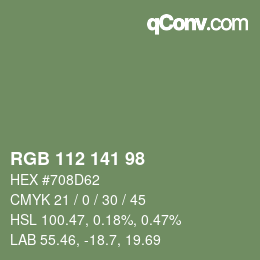 Código de color: RGB 112 141 98 | qconv.com