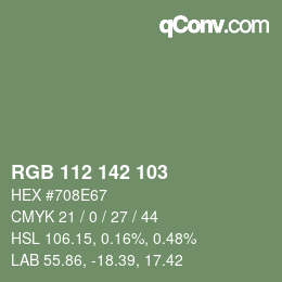 Color code: RGB 112 142 103 | qconv.com