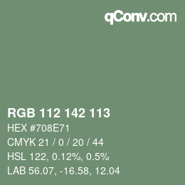 Color code: RGB 112 142 113 | qconv.com