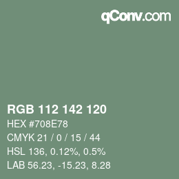 Color code: RGB 112 142 120 | qconv.com