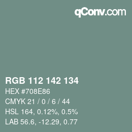 カラーコード: RGB 112 142 134 | qconv.com