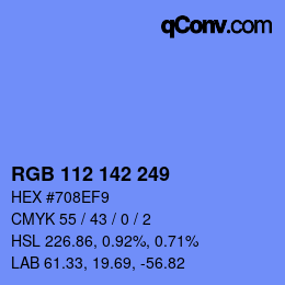 Color code: RGB 112 142 249 | qconv.com