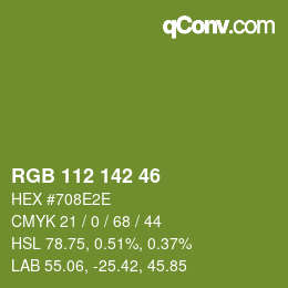 Color code: RGB 112 142 46 | qconv.com