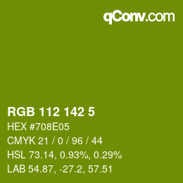 Color code: RGB 112 142 5 | qconv.com