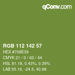Color code: RGB 112 142 57 | qconv.com