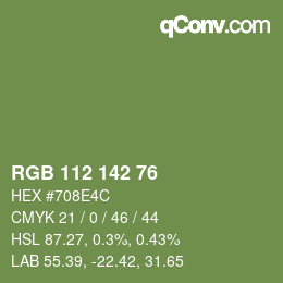 Código de color: RGB 112 142 76 | qconv.com