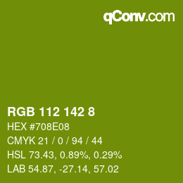 カラーコード: RGB 112 142 8 | qconv.com