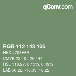 Color code: RGB 112 143 106 | qconv.com