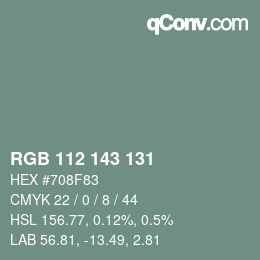 颜色代码: RGB 112 143 131 | qconv.com