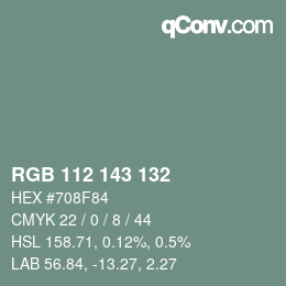 カラーコード: RGB 112 143 132 | qconv.com