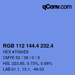 カラーコード: RGB 112 144.4 232.4 | qconv.com