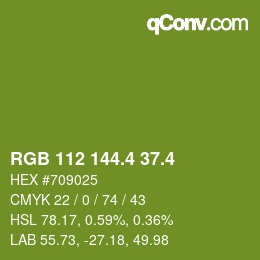 カラーコード: RGB 112 144.4 37.4 | qconv.com