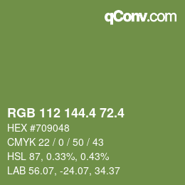 カラーコード: RGB 112 144.4 72.4 | qconv.com