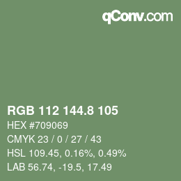 Color code: RGB 112 144.8 105 | qconv.com
