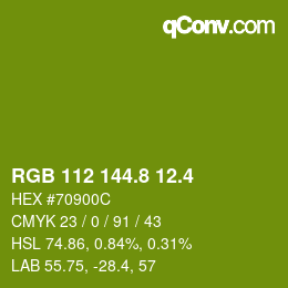 カラーコード: RGB 112 144.8 12.4 | qconv.com