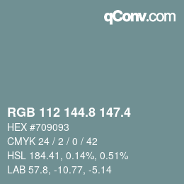 カラーコード: RGB 112 144.8 147.4 | qconv.com