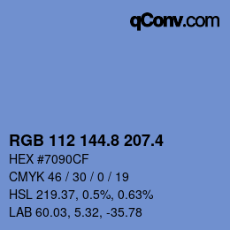 カラーコード: RGB 112 144.8 207.4 | qconv.com