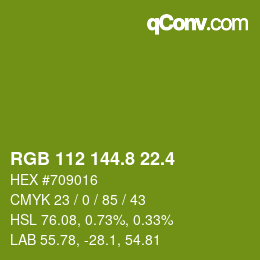 カラーコード: RGB 112 144.8 22.4 | qconv.com