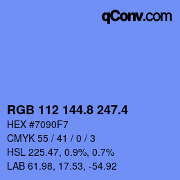 カラーコード: RGB 112 144.8 247.4 | qconv.com