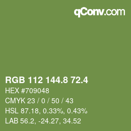 カラーコード: RGB 112 144.8 72.4 | qconv.com